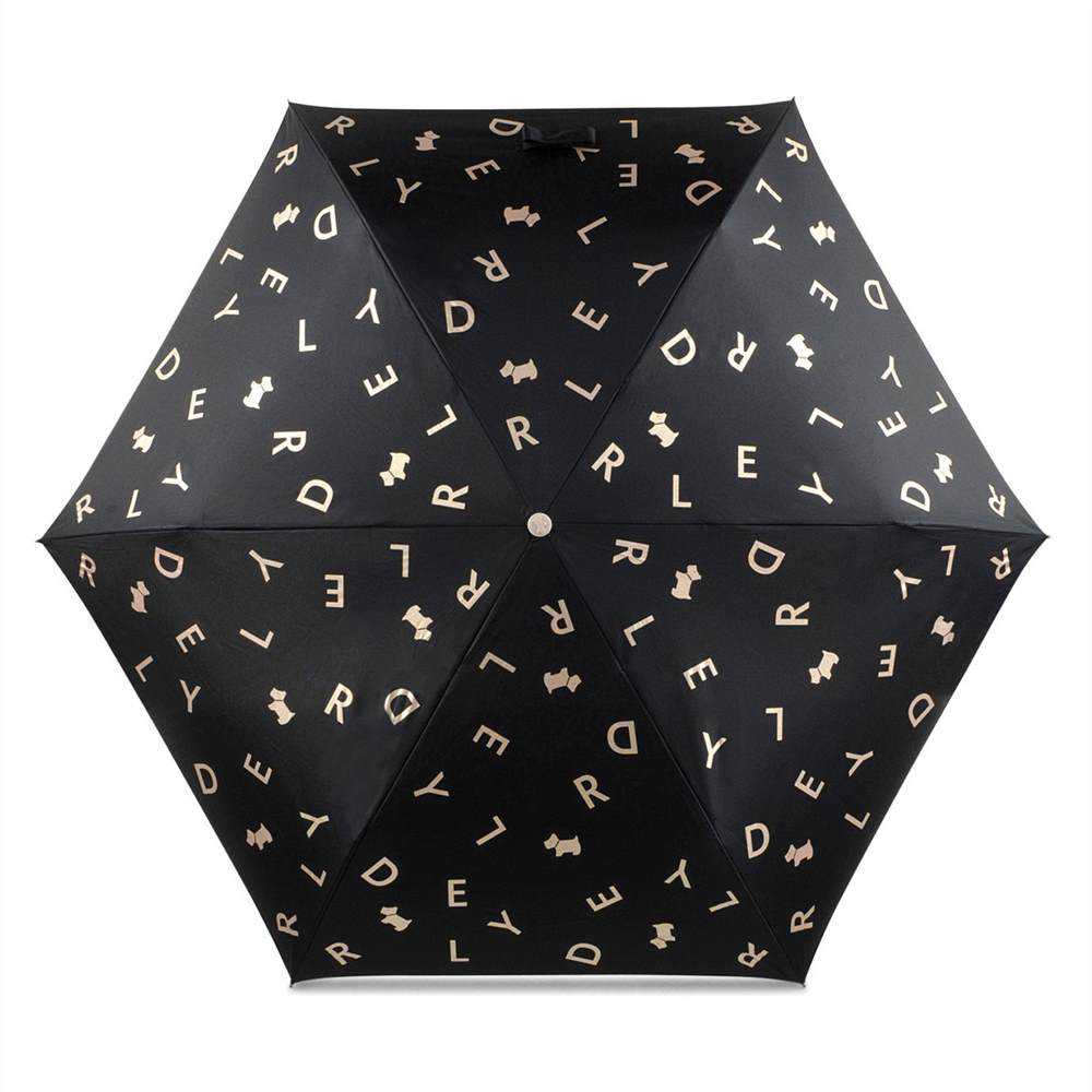 Radley All That Glitters Mini Telescopic Umbrella Black