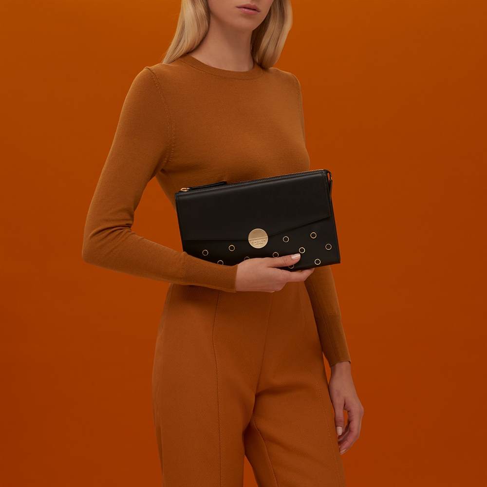 radley discount | radley fold up shopper | Radley Clutch Bags Broad Street Large Zip-Top Clutch Black