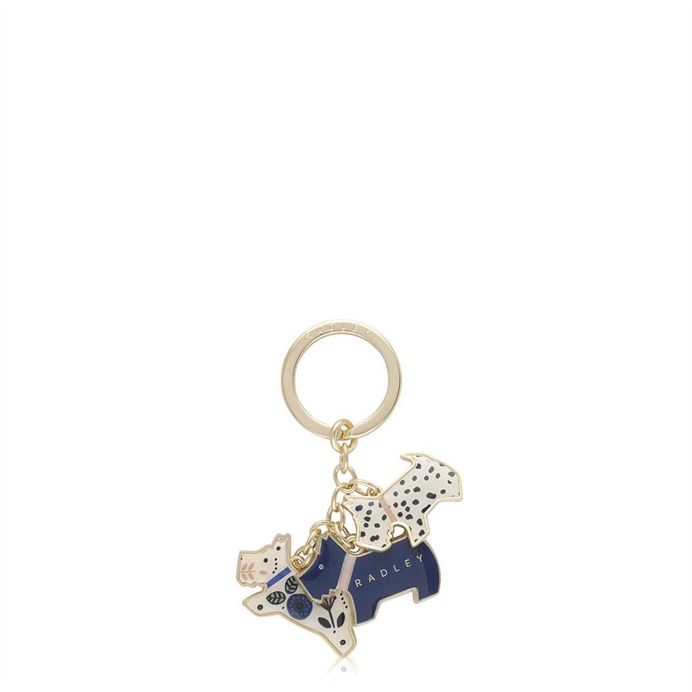 Radley Folk Floral Keyring Ink Blue
