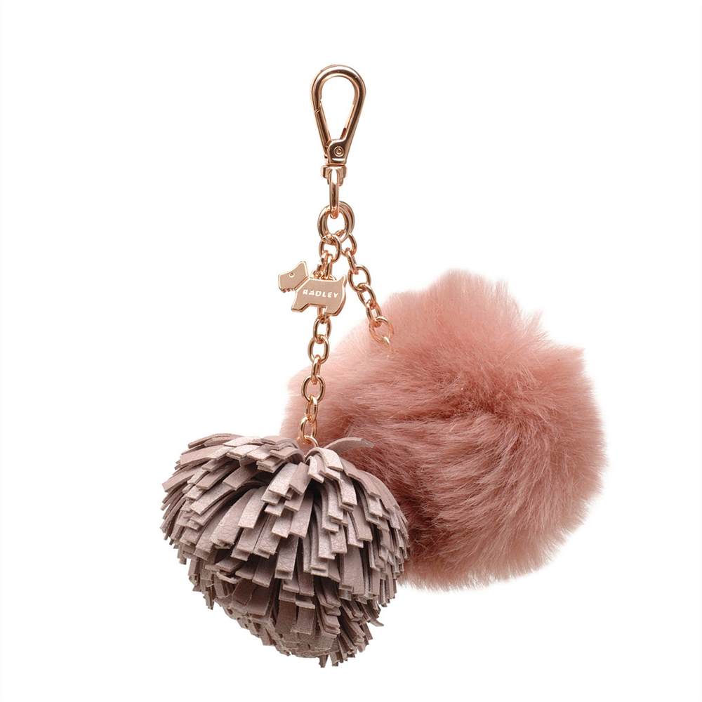 Radley Leather Pom Pom Large Bag Charm Pale Pink