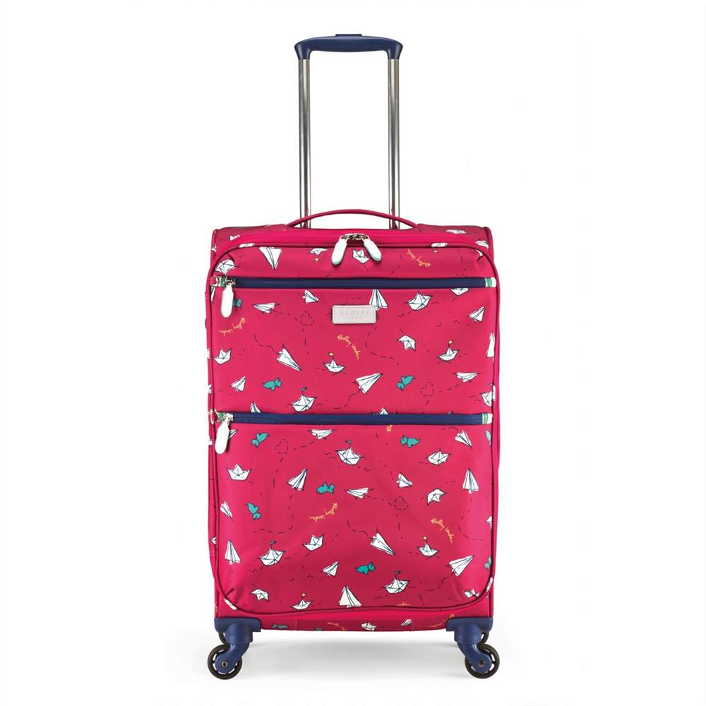 Radley Paper Trail Medium Four Wheel Suitcase Lolly Pink