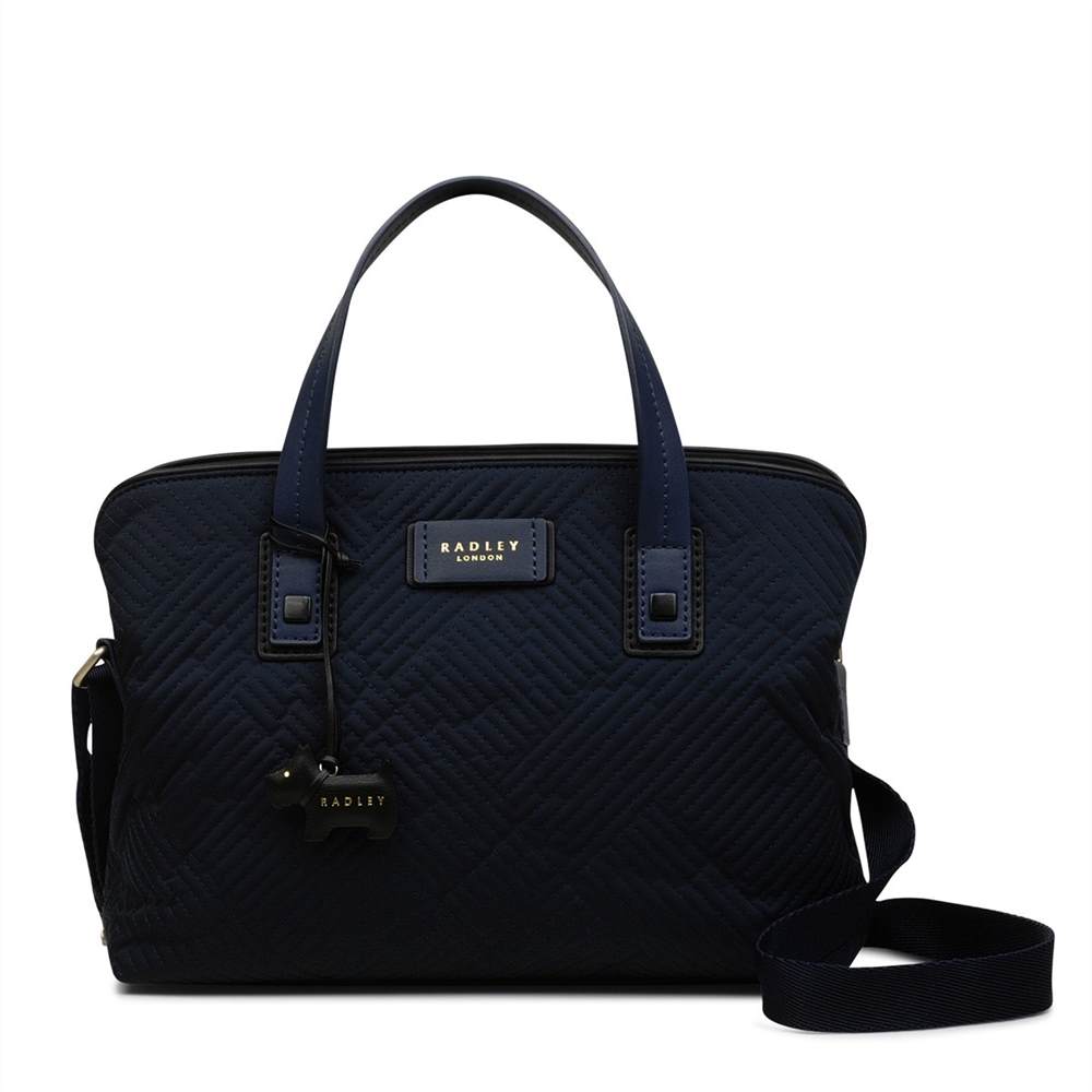 Radley Satchel Bags Deco Stripe Quilt Medium Multi-Compartment Satchel Ink Blue