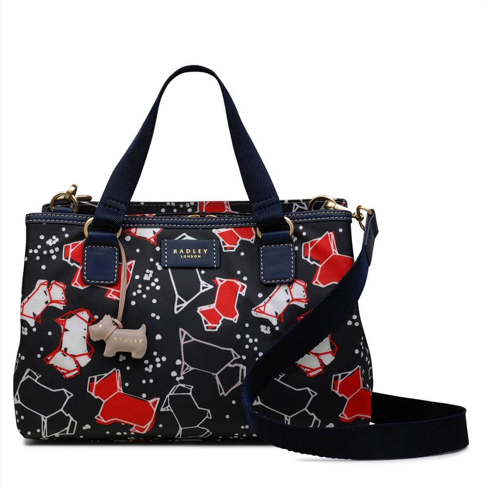 Radley Satchel Bags Speckle Dog Medium Multi-Compartment Satchel Ink Blue