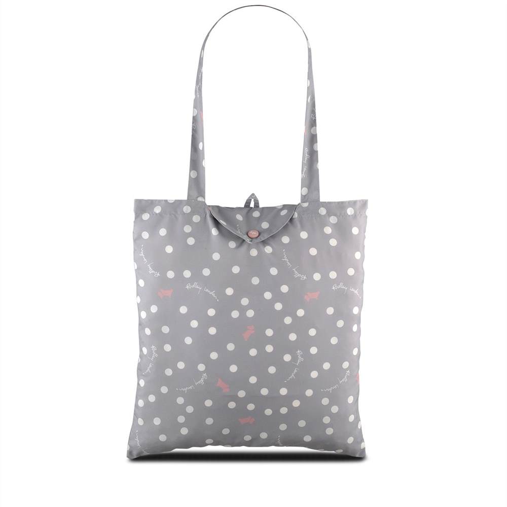 Radley Shopper Bags Vintage Dog Dot Foldaway Tote Ash Grey