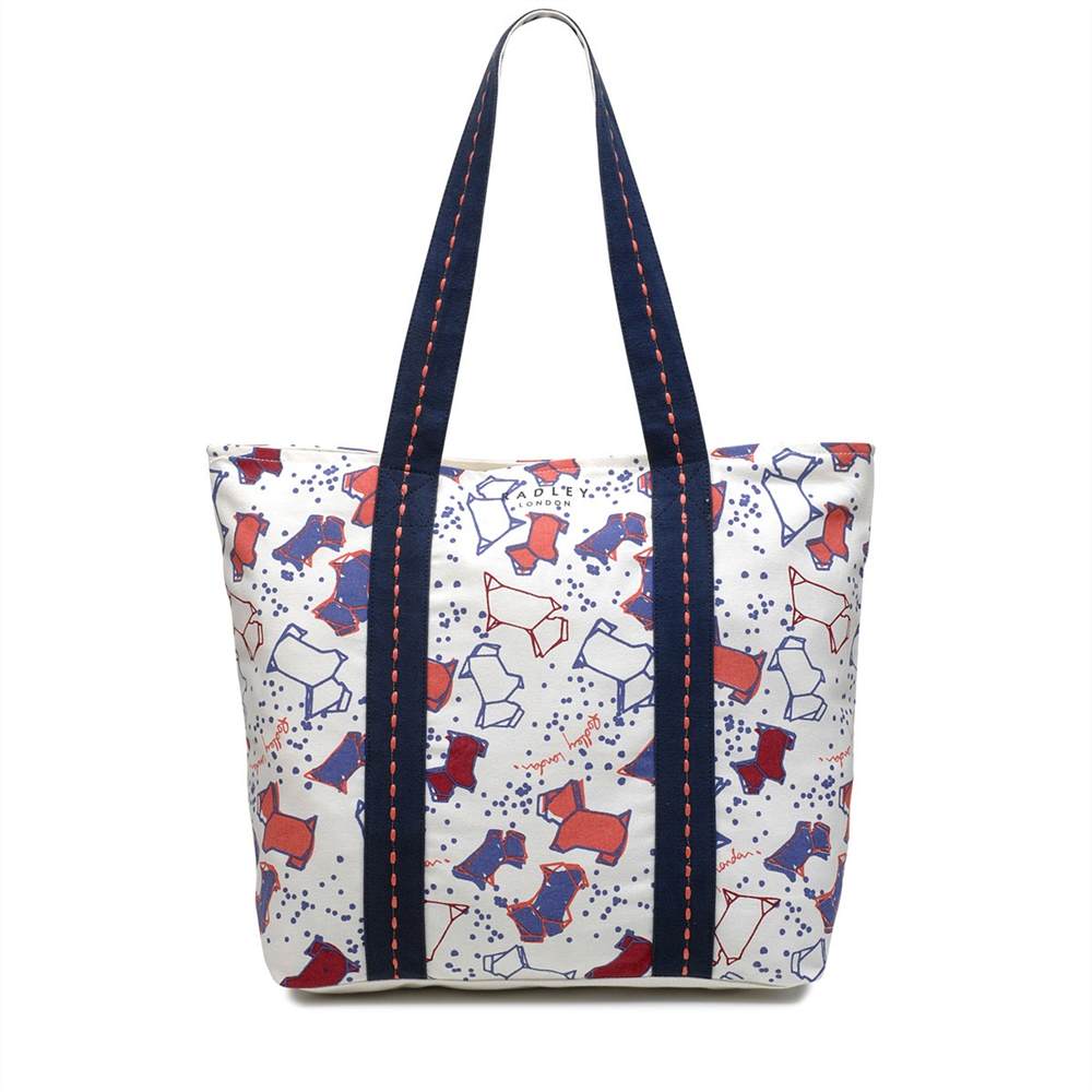 Radley Speckle Dog Large Zip-Top Tote Bag Natural