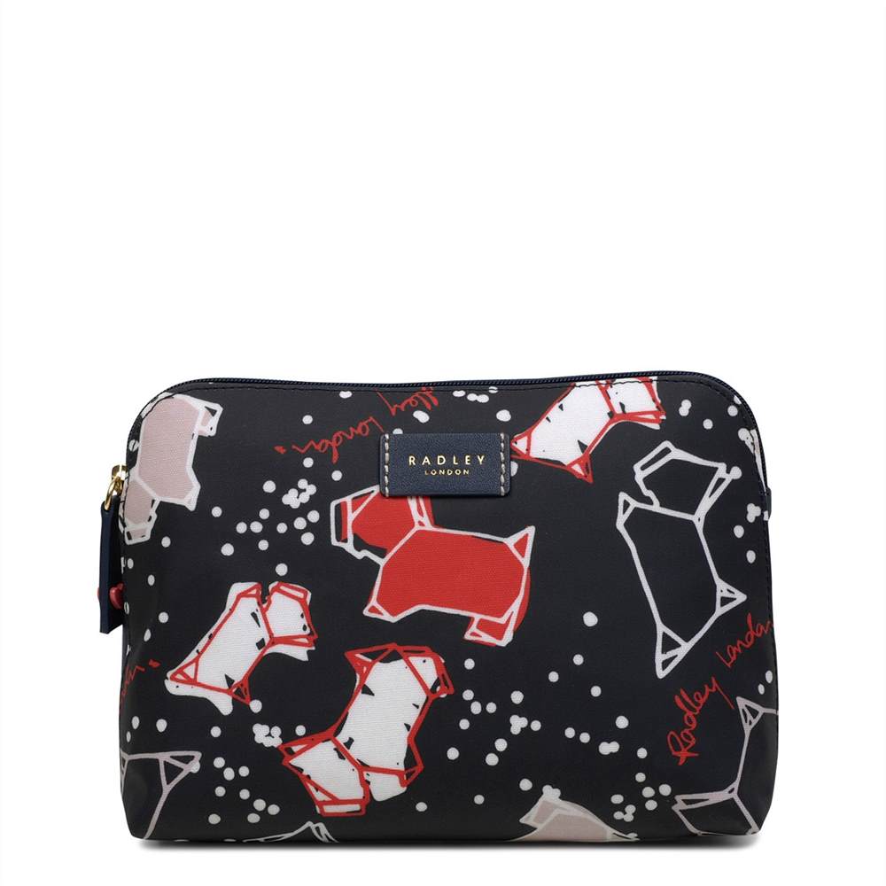 Radley Speckle Dog Medium Zip-Top Pouch Ink Blue