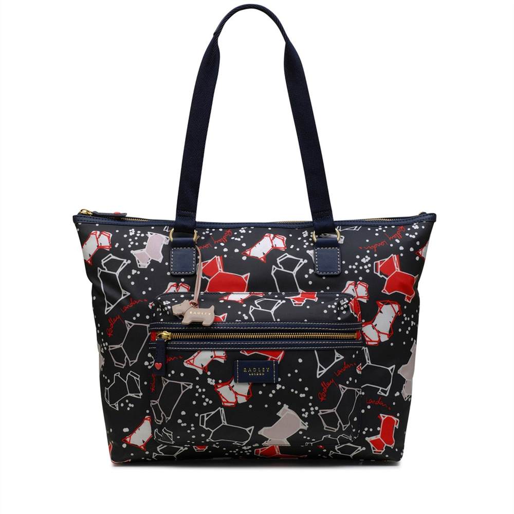 Radley Tote Bags Speckle Dog Large Workbag Tote Bag Ink Blue
